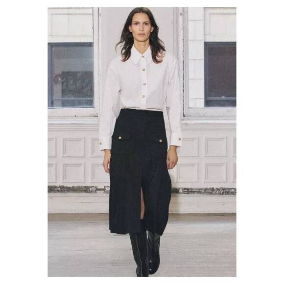 NEW ZARA Contrast Button Midi Dress XS - Picture 1 of 9